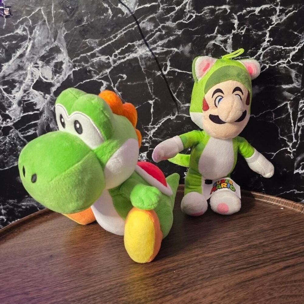 Nintendo Super Mario Yoshi & Neko Cat Luigi Plush Bundle